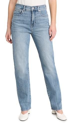 Madewell Women's The '90s Straight Jeans in Rondell Wash: Crease Edition, Rondell, Blue, 33 | Amazon (US)