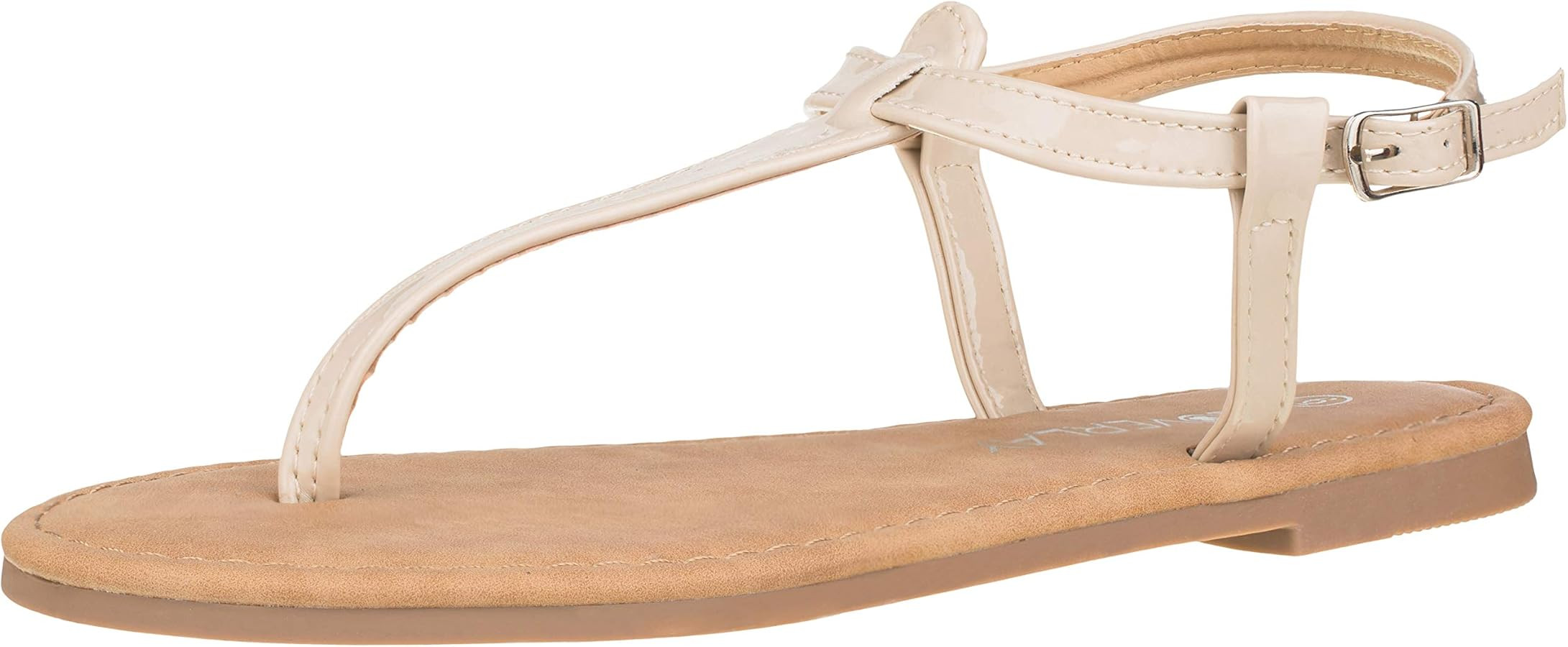 Women's T Strap Thong Gladiator Strappy Jelly Shiny Flat Flip Flops Sandals | Amazon (US)