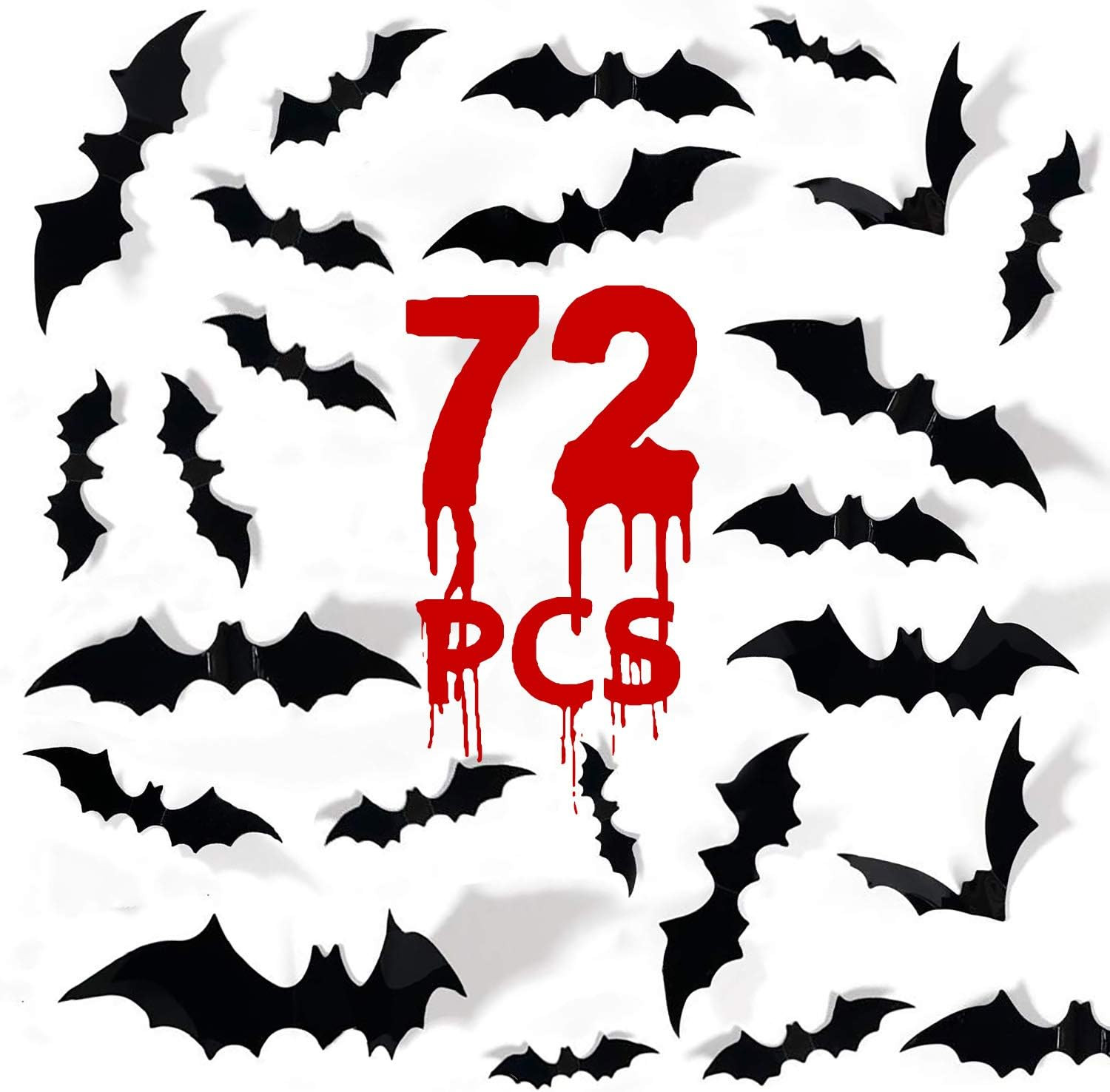 MISS FANTASY Halloween Bats 72PCS Bats Decor 3D Bat Decorations Bats for Wall Black Plastic Bat D... | Amazon (US)