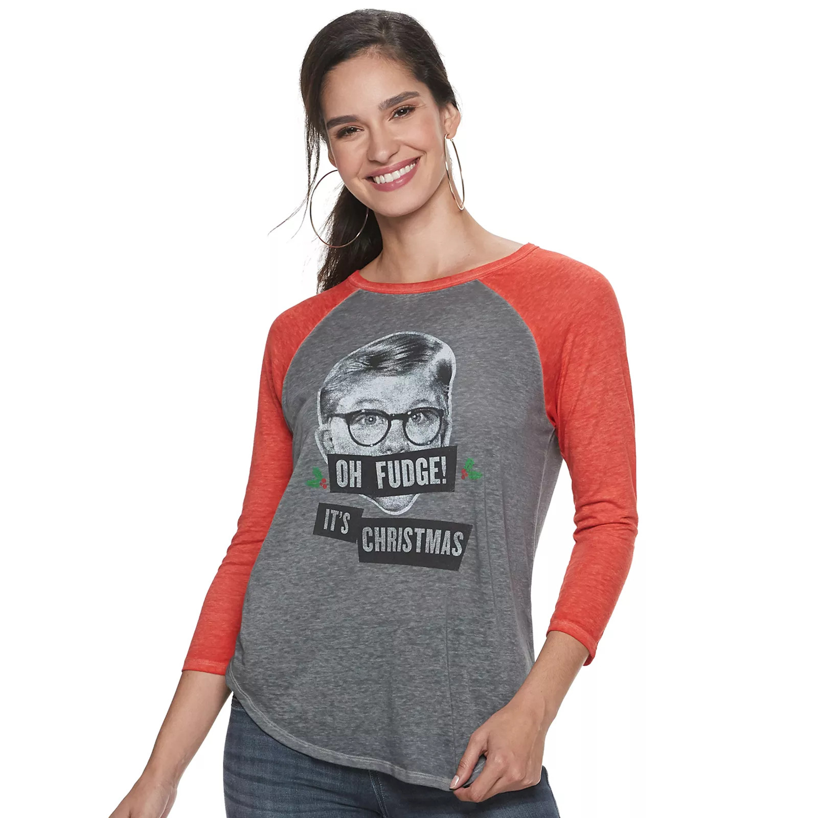 Women's Rock & Republic ""Oh Fudge"" Three-Quarter Sleeve Graphic Tee, Size: XXL, Grey | Kohl's