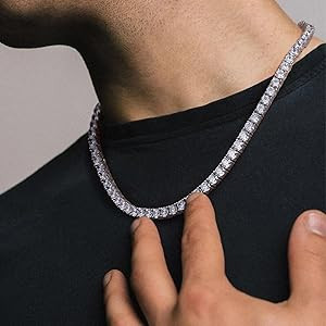 KissYan Tennis Necklaces for Women Men, 14K Gold/Silver Plated Simulated Diamond Chain Round Cubi... | Amazon (US)