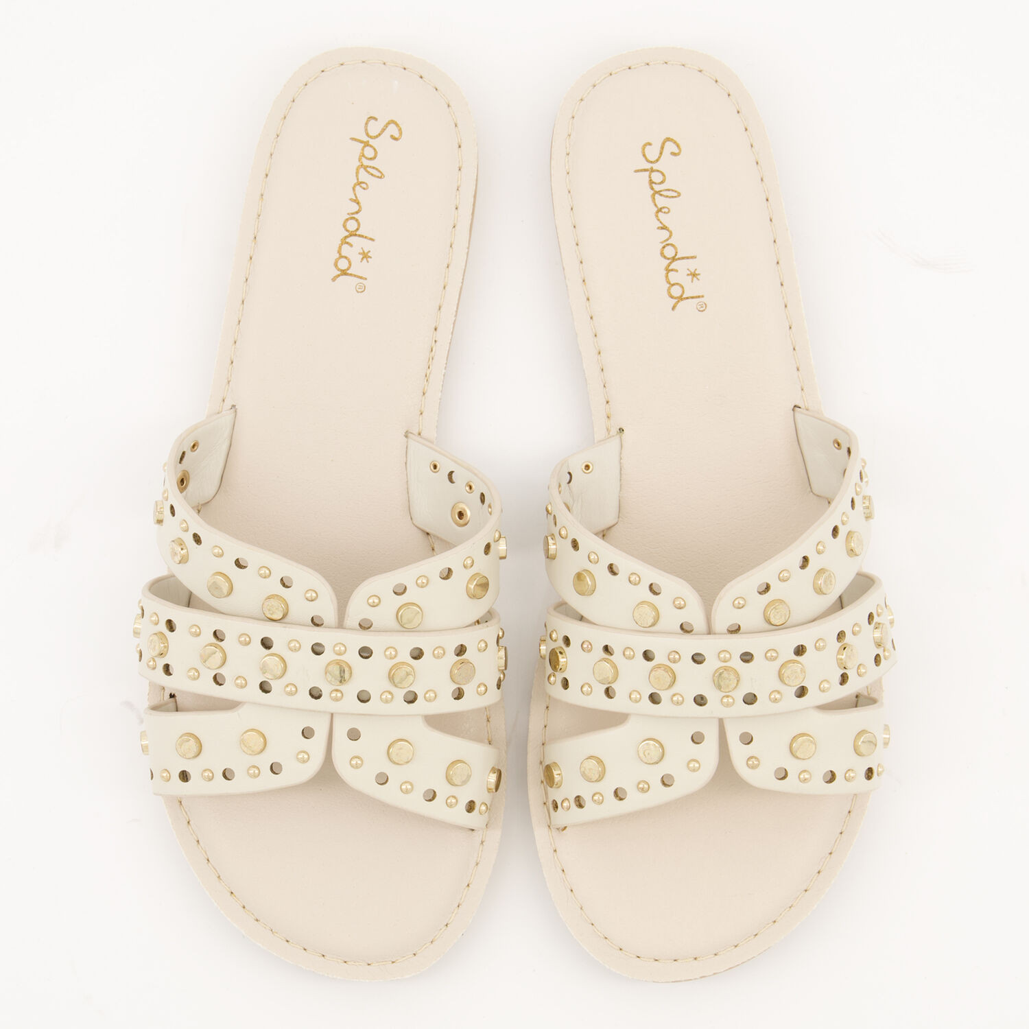 White Studded Flat Sandals | TK Maxx