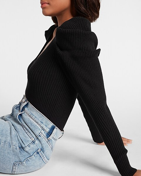 V-Neck Puff Sleeve Sweater | Express