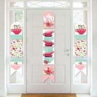 Floral Let's Par-Tea - Hanging Vertical Paper Door Banners Garden Tea Party Wall Decoration Kit Indo | Etsy (US)