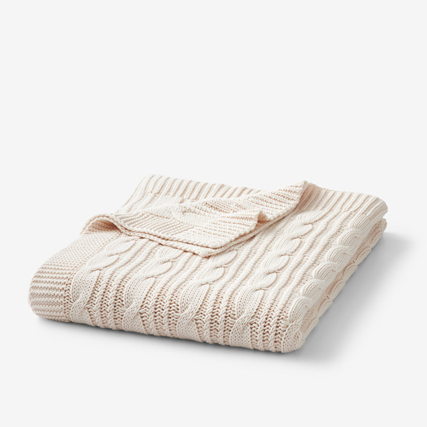 Chunky Cable Knit Throw Blanket - Purple, Size 50 In. X 70 In., Cotton | The Company Store | The Company Store