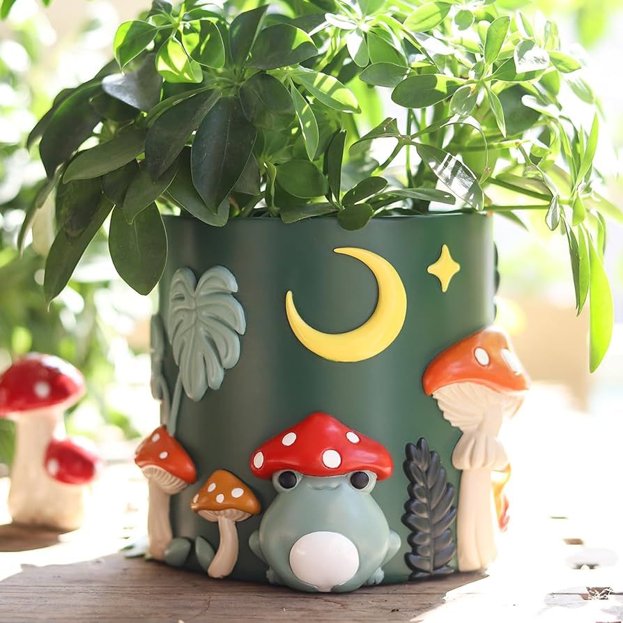 GUGUGO Colorful Frog Garden Plant Pots, Cute Unique Succulent Planters with Drainage, Rainbow Sma... | Amazon (US)