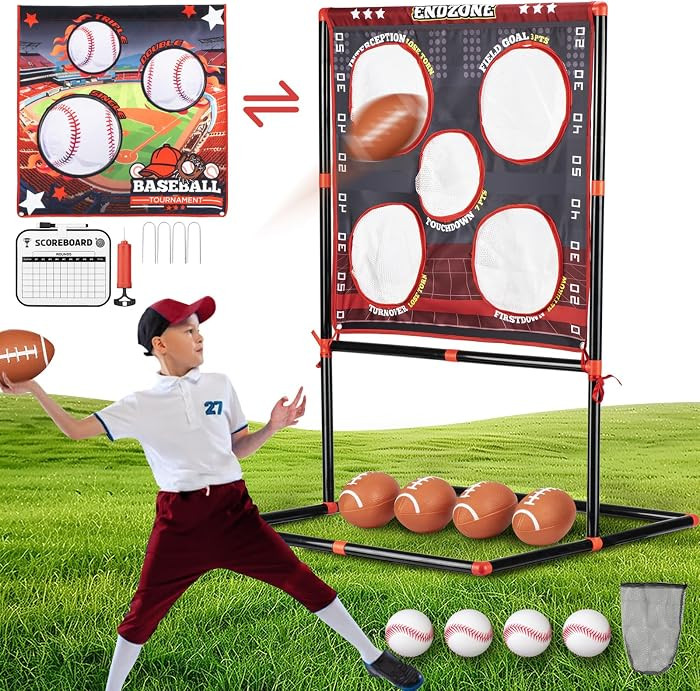 VROGTIK 2-in-1 Football & Baseball Toss Game for Kids Ages 3-8 - Outdoor Garden Toy for Backyard,... | Amazon (US)