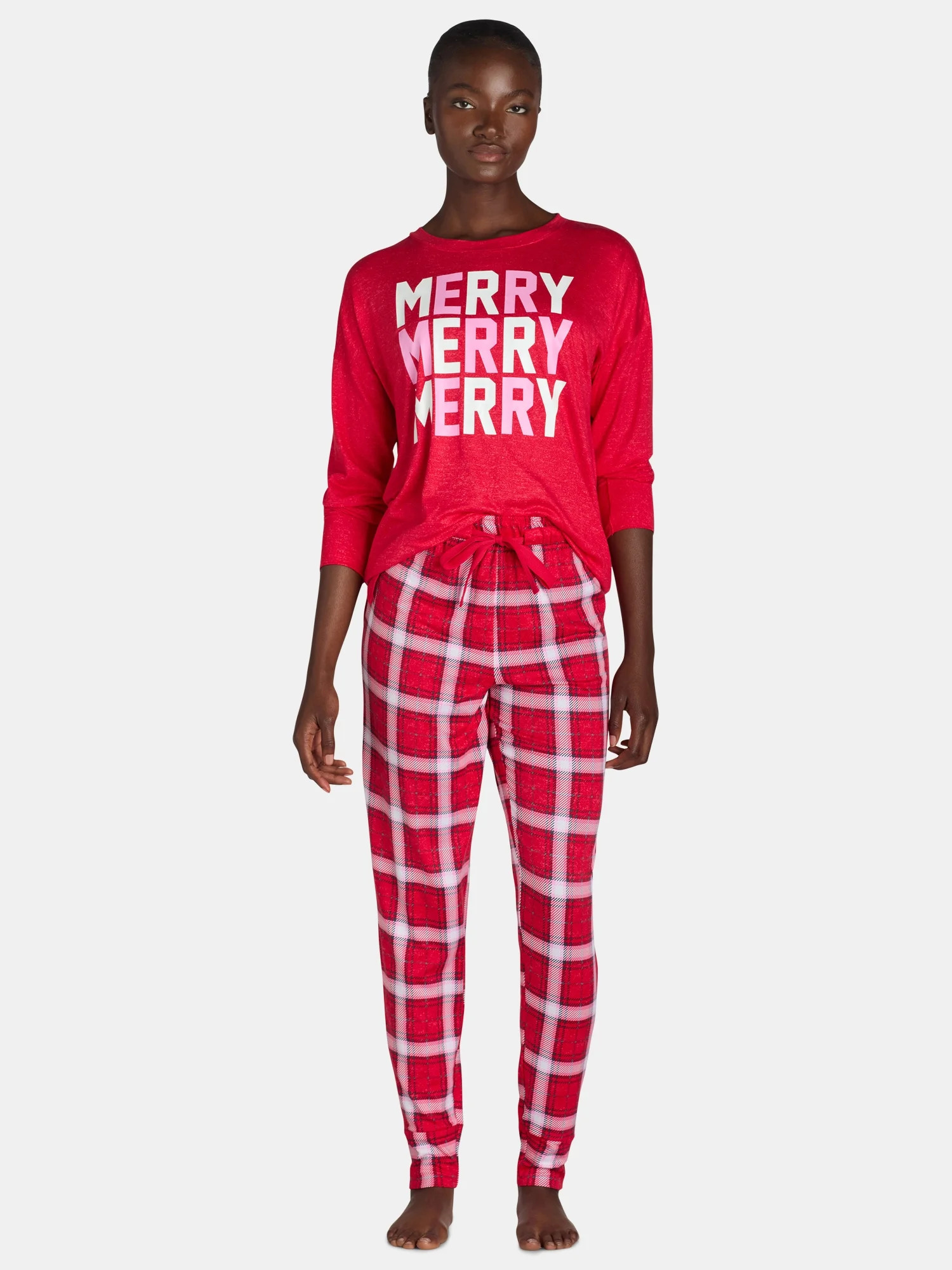 Jaclyn Women's Print Holiday Sleep Tee and Jogger Pants Pajama Set, 2-Piece, Size S-3X | Walmart (US)
