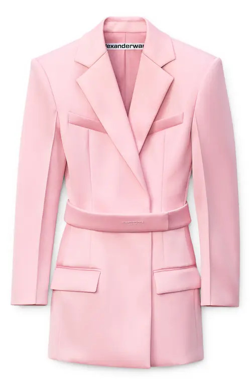 Alexander Wang Belted Satin Blazer Dress in Prism Pink at Nordstrom, Size 2 | Nordstrom