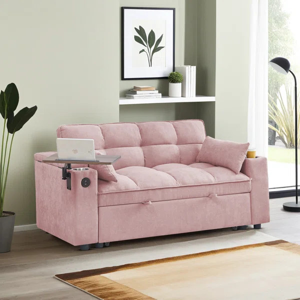 65"W Convertible 3 in 1 Sofa Bed, Vincy Pull Out Couch Loveseat Sleeper with Side Table&USB&Type-... | Wayfair North America