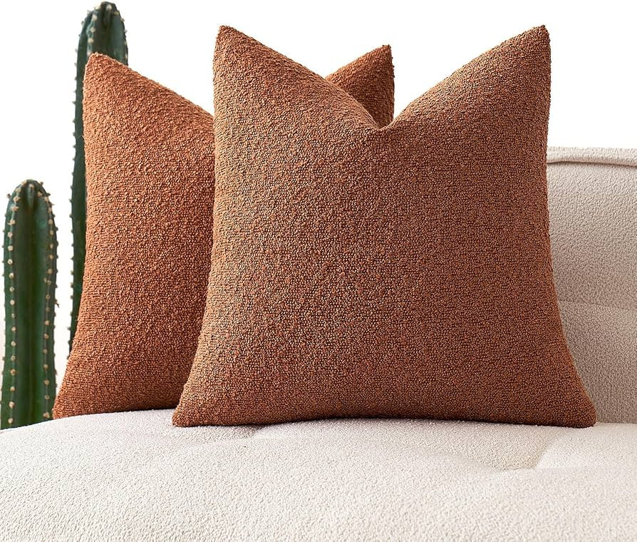 MIULEE Set of 2 Rust Fall Throw Pillow Covers 20x20 Inch Decorative Couch Pillow Covers Textured ... | Amazon (US)