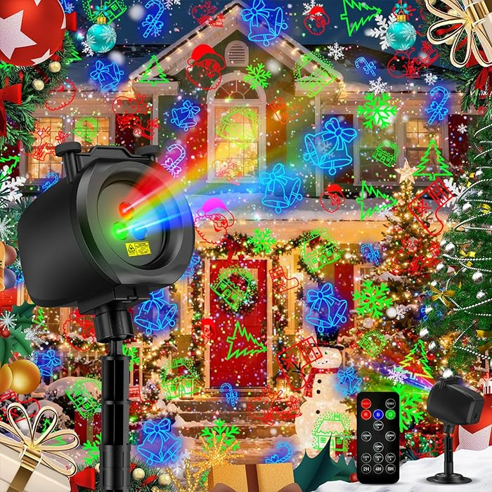 4 Slides 32 Patterns Christmas Projector, Christmas Lights Projector Outdoor, Moving RGB Firefly ... | Amazon (US)