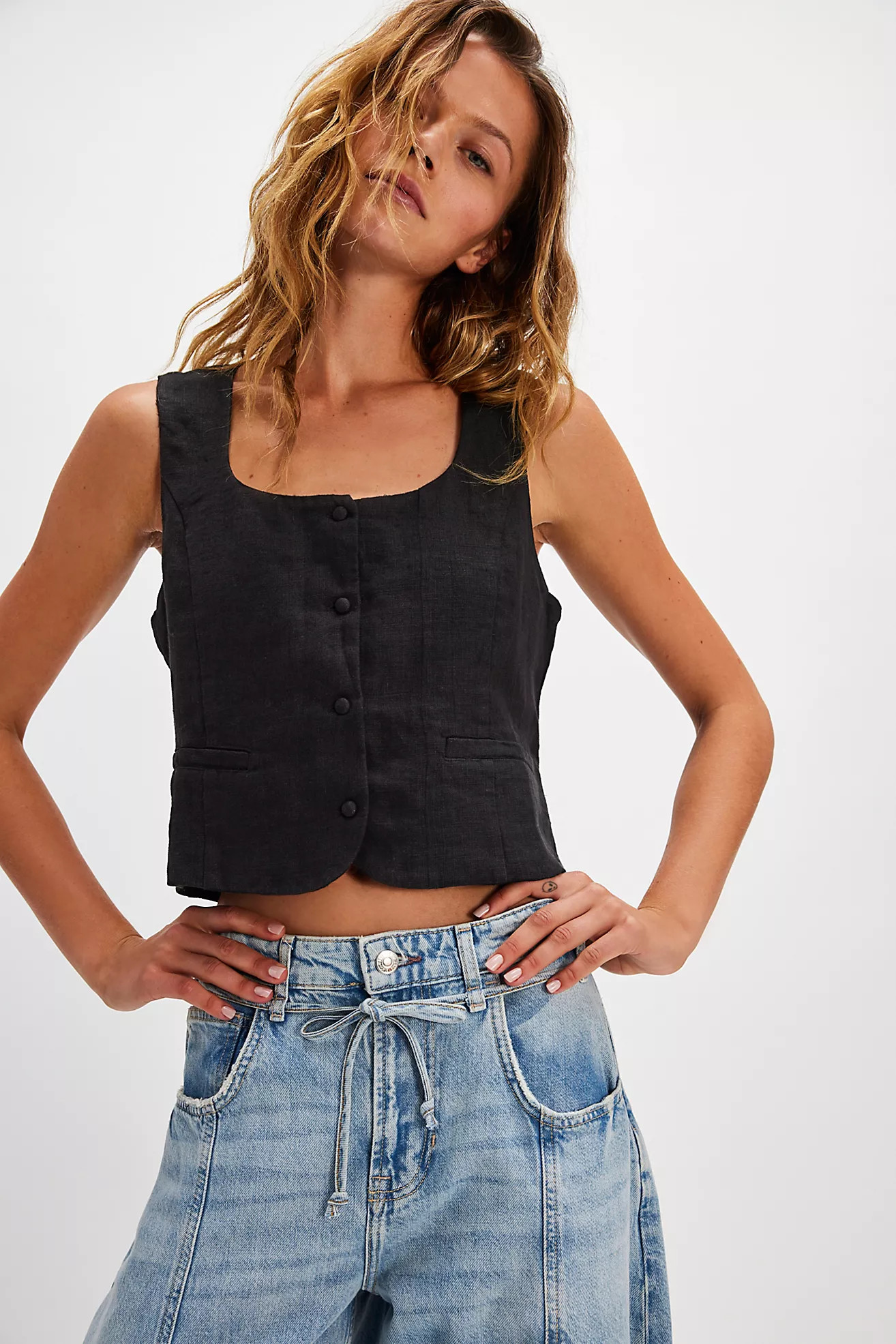 Sophia Linen Vest | Free People (Global - UK&FR Excluded)