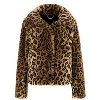 Guess Cecile Print Leopard Faux Fur Coat, Brown, Size L, Women | Very (UK)