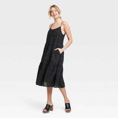 Women's Sleeveless Eyelet Tiered Dress - Universal Thread™ Black Xl : Target | Target