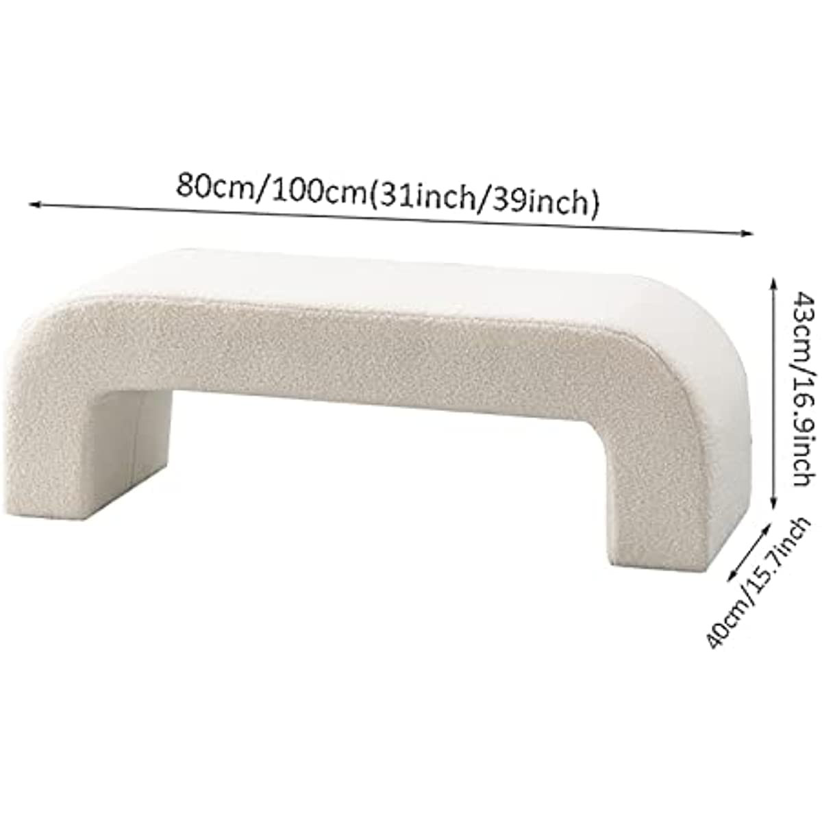 Modern Boucle Bench Velvet Sherpa Ottoman Bench for Bedroom Entryway Bench Footrest for Living Ro... | Amazon (US)