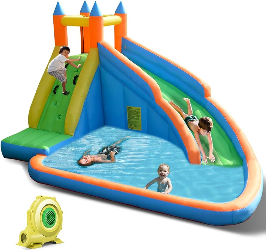 Costzon Inflatable Water Slide, Giant Bouncy Waterslide Park for Kids Backyard Outdoor Fun w/ 480... | Amazon (US)
