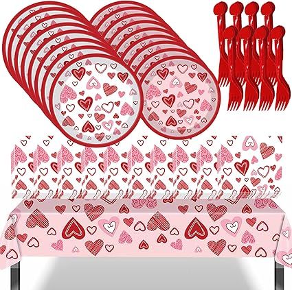 Littleloverly Valentine's Day Cake Dessert Paper Plates Napkins Tablecloth Party Supplies Decorat... | Amazon (US)