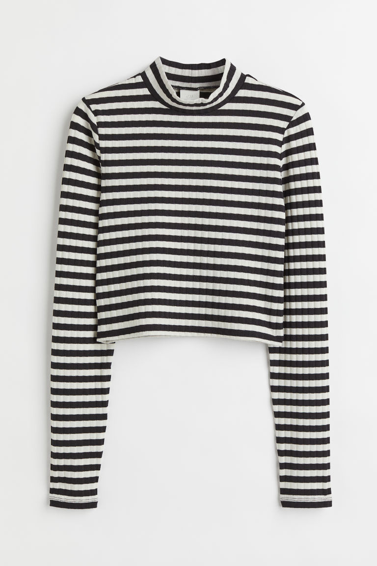 H & M - Cropped Shirt mit Turtleneck - Schwarz - Damen | H&M (DE, AT, CH, NL, FI)