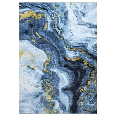 8x10ft Modern Abstract Area Rug Twist Marble Design Washable Non-Slip for Living Room Bedroom Office, Blue | Target