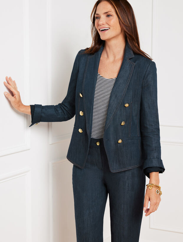Refined Denim Double Breasted Blazer | Talbots