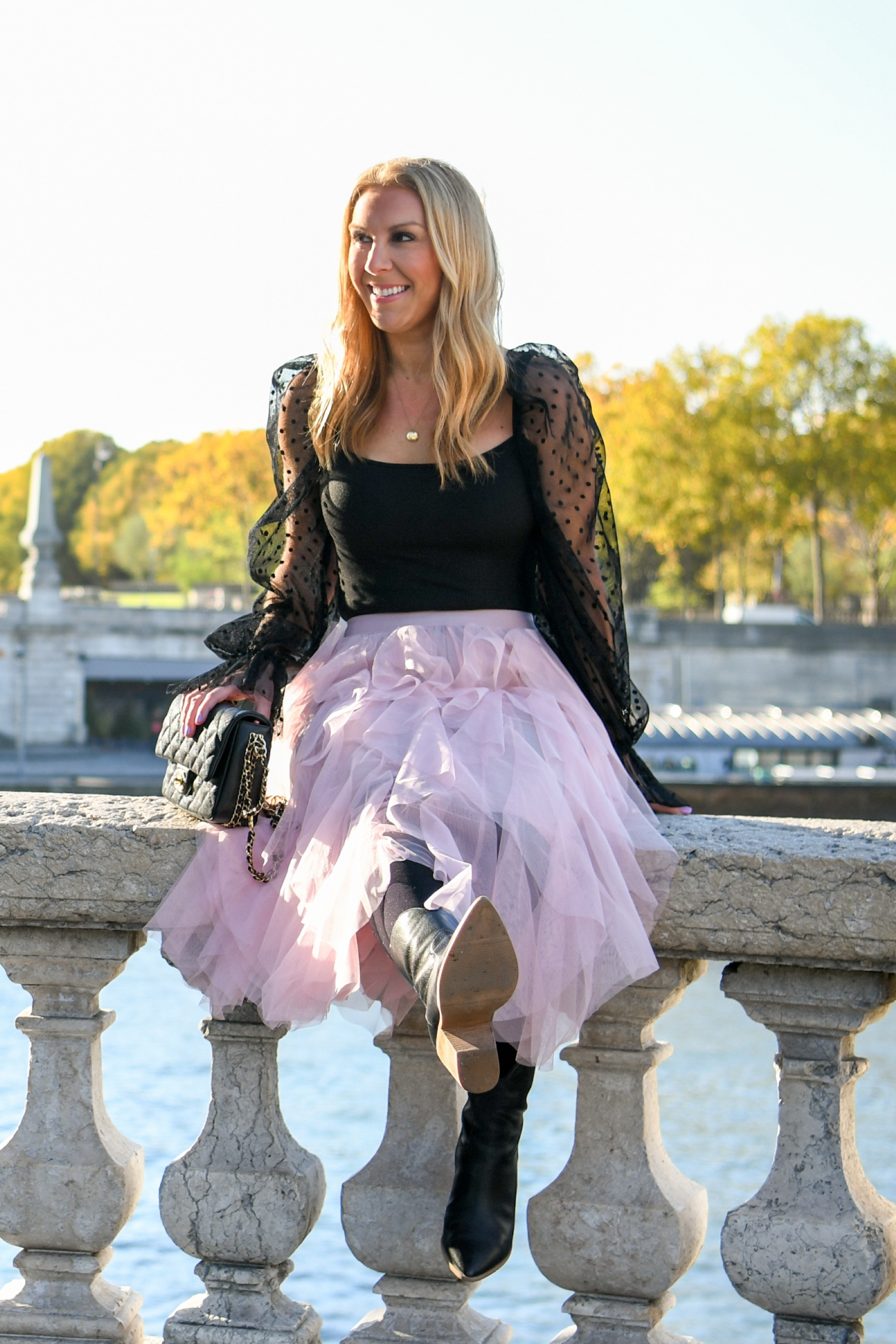 I played dress up in Paris with this amazing black bodysuit and light pink ruffle skirt. I kept it casual with my black cowboy boots and tights. My exact Chanel bag is not available online in the U.S. but I linked a similar style. 

#LTKshoecrush #LTKstyletip #LTKHoliday
