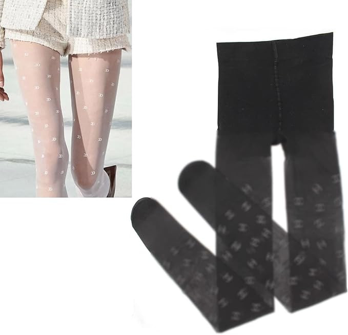 AQWEI 2 PCS Fashion Sheer Tights, Women's Sexy GG Letter Fishnet Stockings (CC) | Amazon (US)