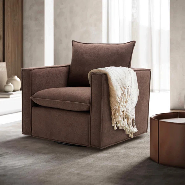 Louretha 34" Wide Fabric Upholstered Swivel Armchair | Wayfair North America