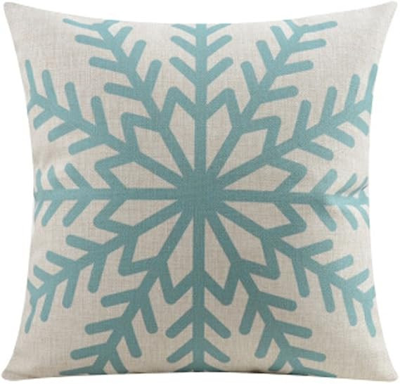 Cotton Linen Scandinavian Modern Geometric Abstract Snowflake Pattern Merry Pillow Case Cushion C... | Amazon (US)