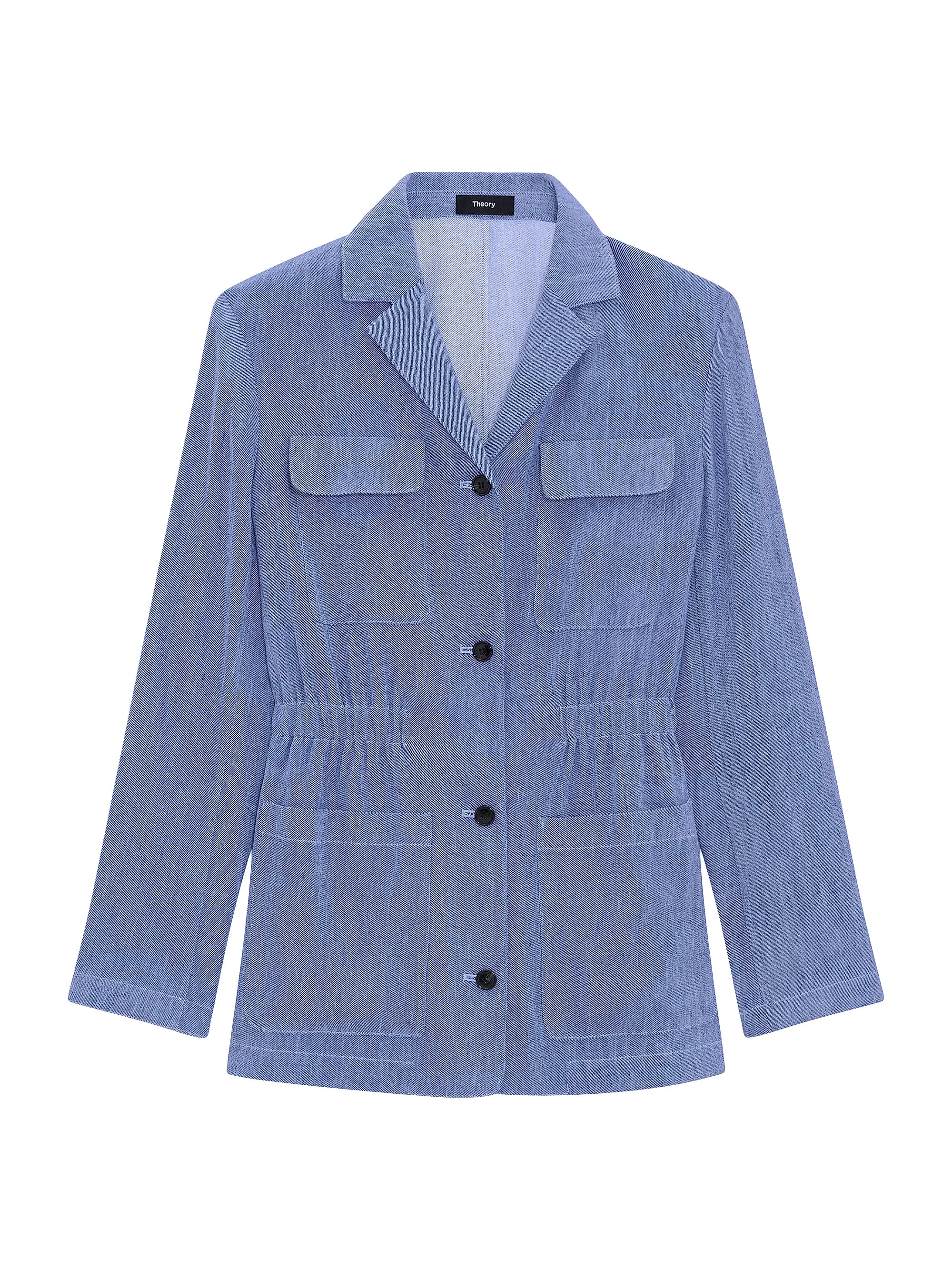 Stretch-Linen Cinch-Waist Denim Jacket | Saks Fifth Avenue