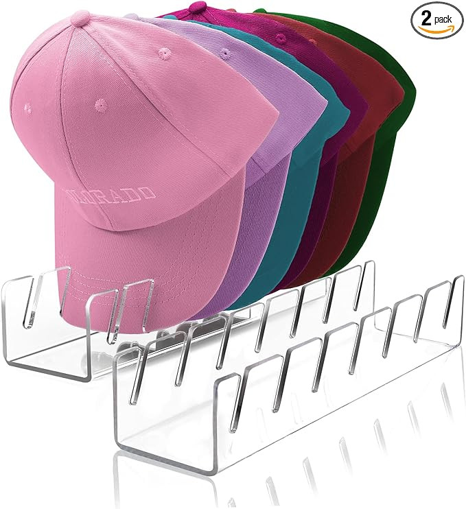 Hat Stand for Baseball Caps, 2Pcs No Install Hat Acrylic Organizers Hat Storage for 14Caps,Hat Ra... | Amazon (US)