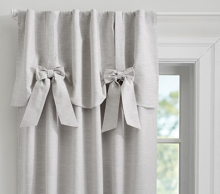 Evelyn Linen Blend Bow Valance Blackout Curtain | Pottery Barn Kids