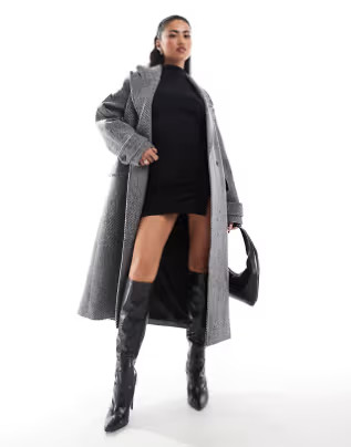 Forever New formal coat in light grey herringbone | ASOS (Global)