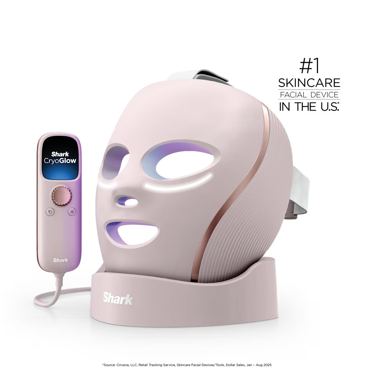 Shark CryoGlow LED Face Mask & Charging Stand in Rose Glow | FW312PK | SharkNinja | SharkNinja
