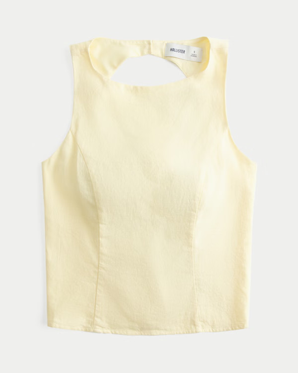 Women's Linen-Blend Open-Back Top | Women's New Arrivals | HollisterCo.com | Hollister (US)