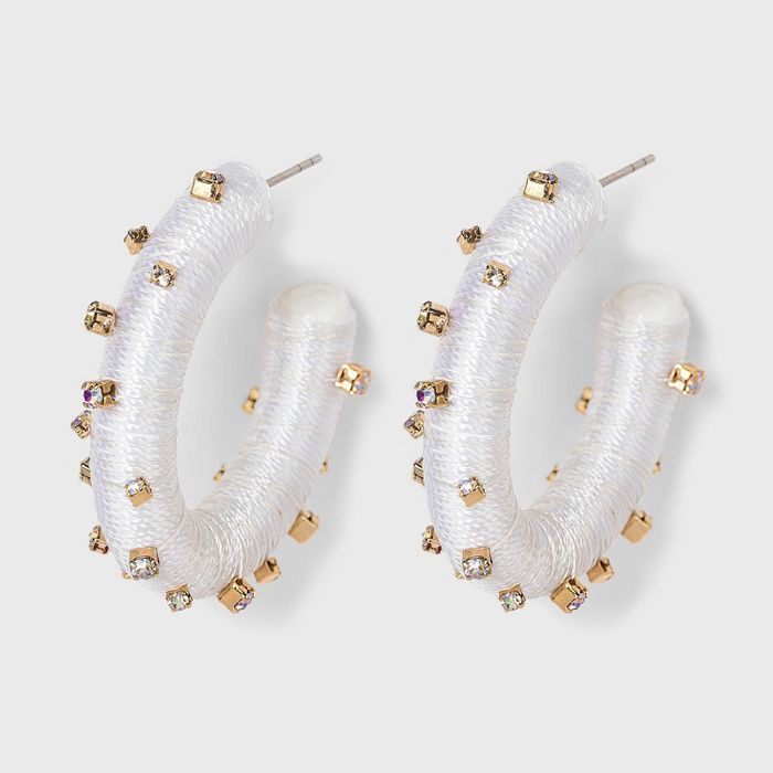 SUGARFIX by BaubleBar Studded Hoop Earrings - White | Target