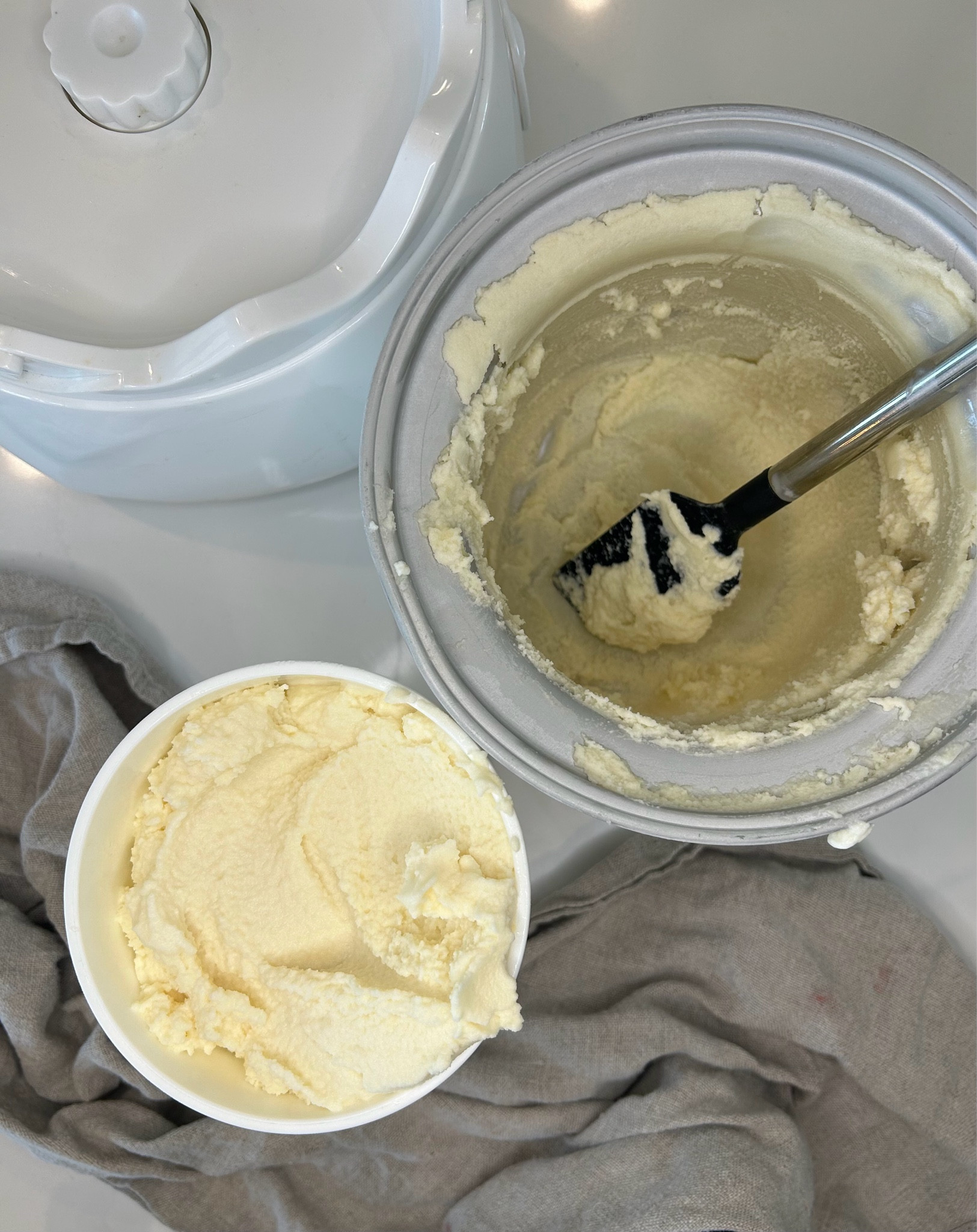 Homemade Vanilla Ice cream
Ingredients:
2 cups heavy whipping cream
1 cup whole milk
1 tsp vanilla
1/2 cup pure maple syrup
2 egg yolks 

Keeping milk and cream in the fridge as long as possible to maintain cold temperature, mix all ingredients together in a bowl with a whisk until fully combined. 

Pour into your pre frozen ice cream tub. Place on machine, and add mixer and lid. Turn machine on and mix for 30 minutes. 

Ready to eat! Enjoy!
Or, store in freezer friendly container until you are ready to enjoy.

#LTKFamily #LTKHome