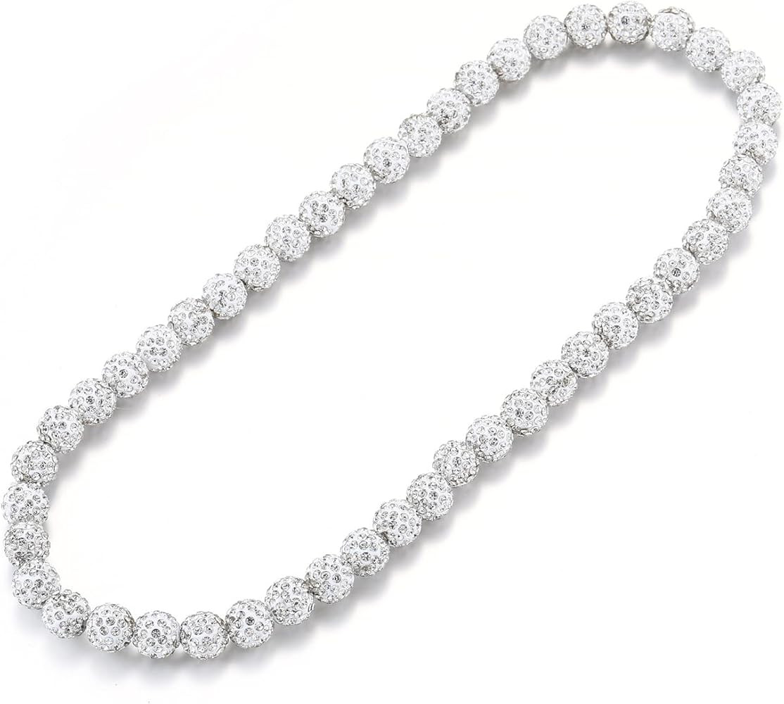 RWQIAN Baseball Beaded Necklace for Men Boys, Bling Drip Chains Inspired Accessory With Diamond R... | Amazon (US)