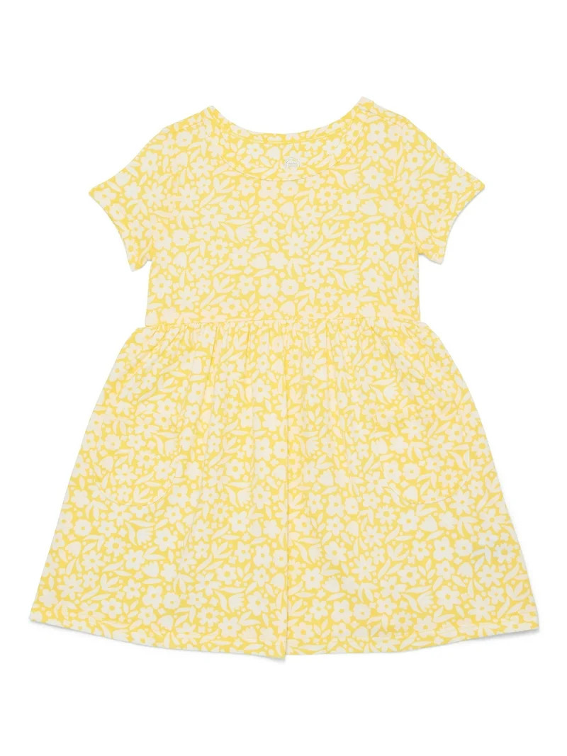 Wonder Nation Baby and Toddler Girls Play Dress with Short Sleeves, Sizes 0/3M-5T | Walmart (US)