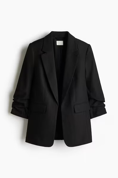 H & M - Gathered-sleeve Jacket - Black | H&M (US + CA)