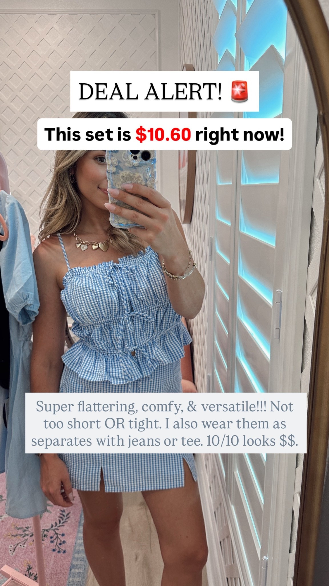 Summer outfit! This super cute set is on sale. Wear it together or as separates! It reminds me of a boutique set that costs way more! Blue gingham never goes out of style. 

#LTKSaleAlert #LTKFindsUnder50 #LTKStyleTip