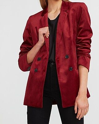 Velvet Double Breasted Blazer | Express