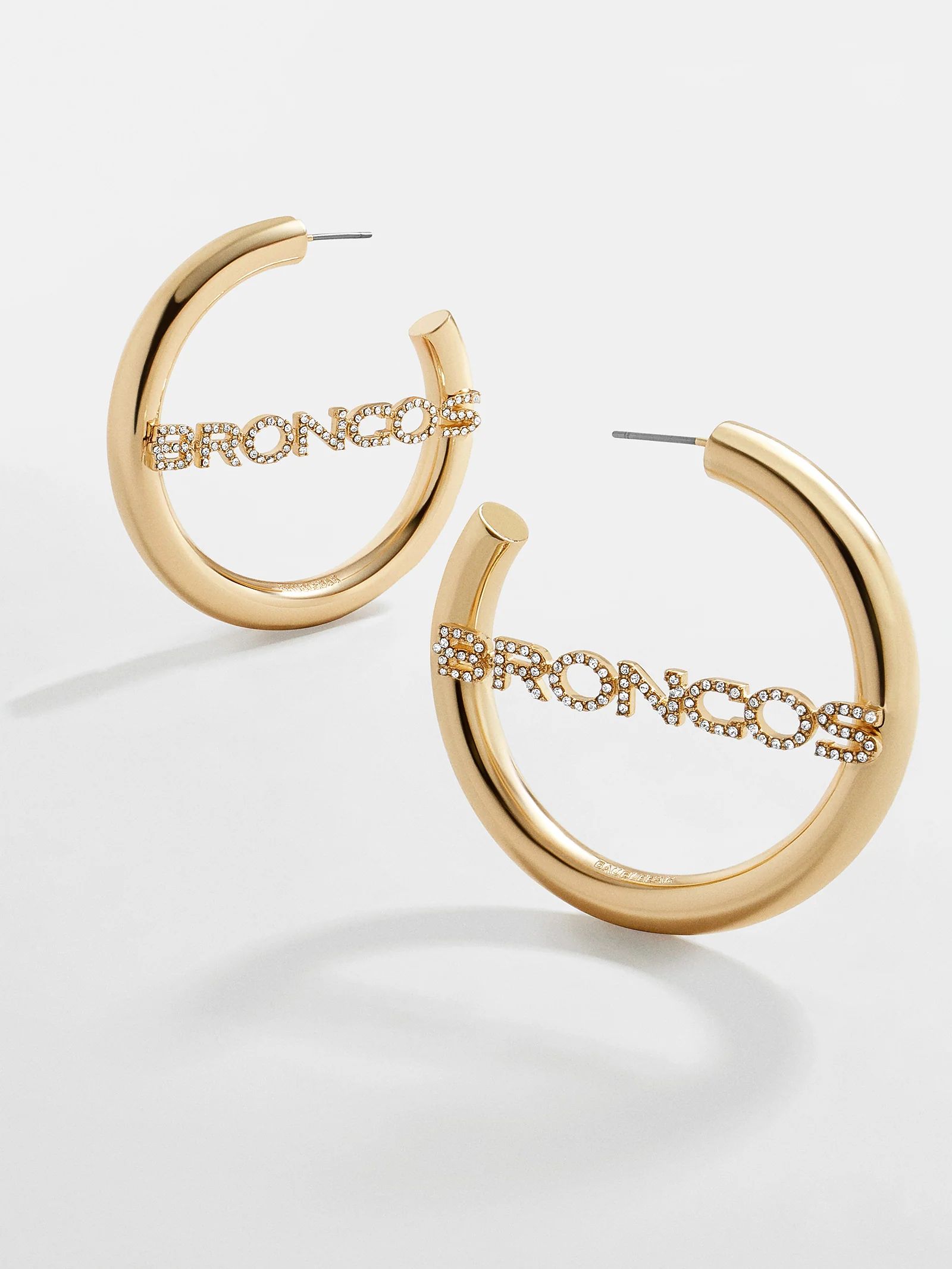 Denver Broncos NFL Logo Gold Hoops | BaubleBar (US)