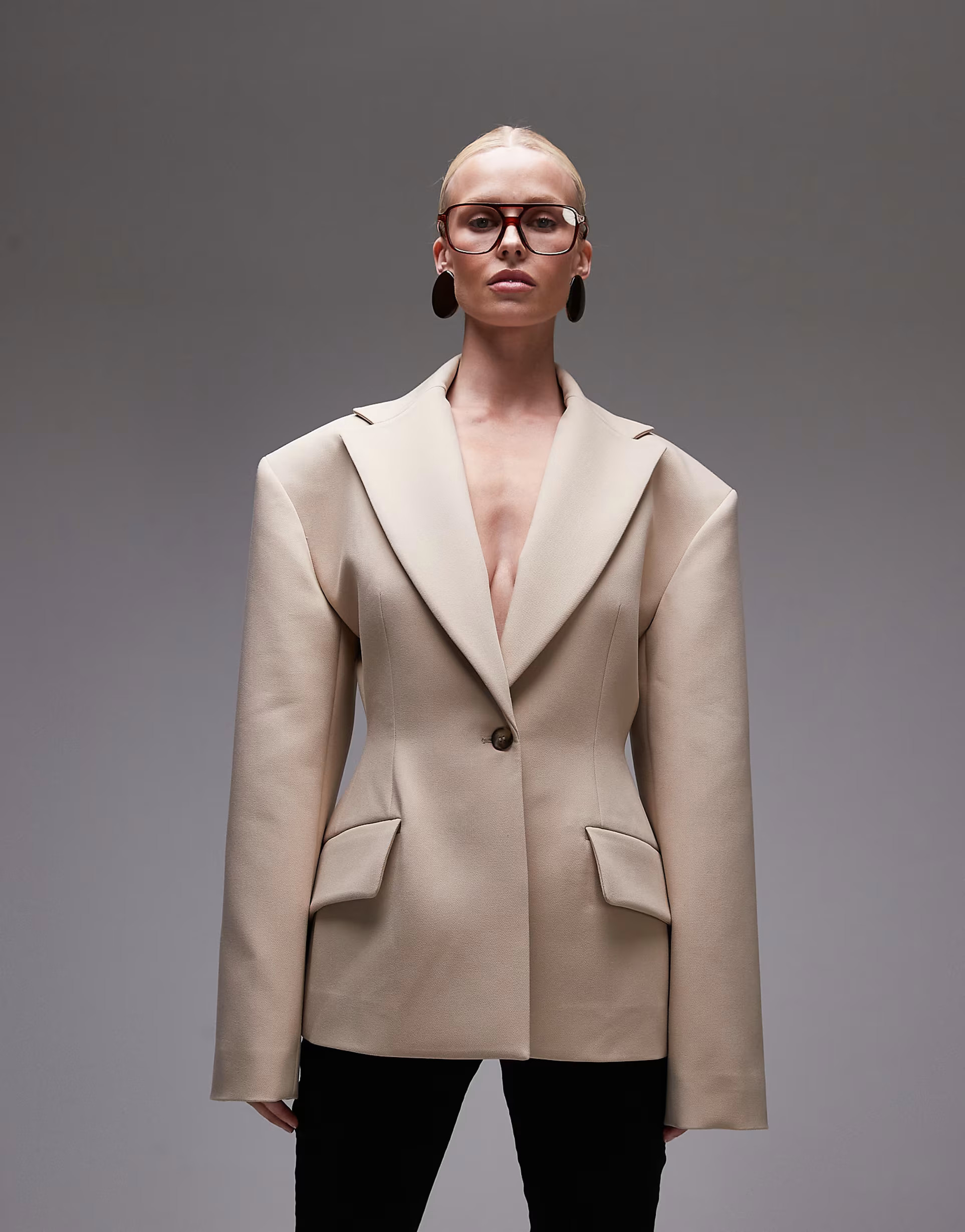 ASOS DESIGN - Blazer sculpté et cintré à la taille - Camel | ASOS (Global)