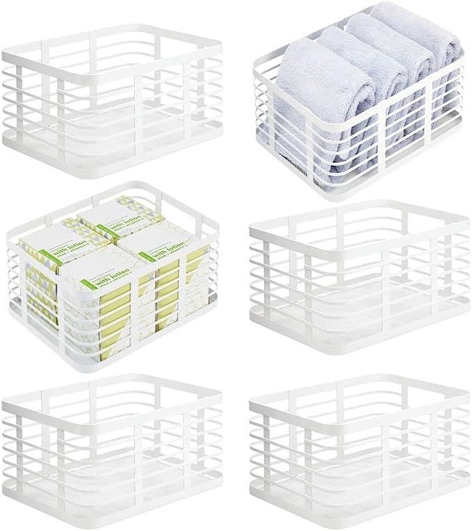 Amazon.com: mDesign Modern Flat Metal Bathroom Storage Organizer Bin Basket for Vanity, Towels, C... | Amazon (US)