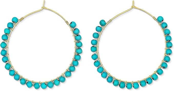 Beaded Hoop Earrings, Turquoise Earrings for Women, Turquoise Hoop Earrings, Western Earrings for... | Amazon (US)