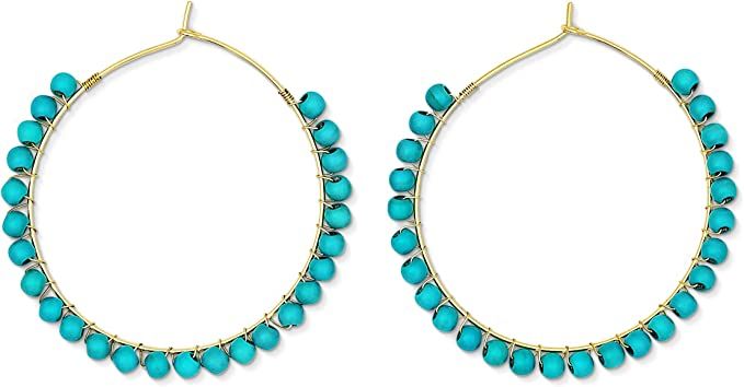 Beaded Hoop Earrings, Turquoise Earrings for Women, Turquoise Hoop Earrings, Western Earrings for... | Amazon (US)