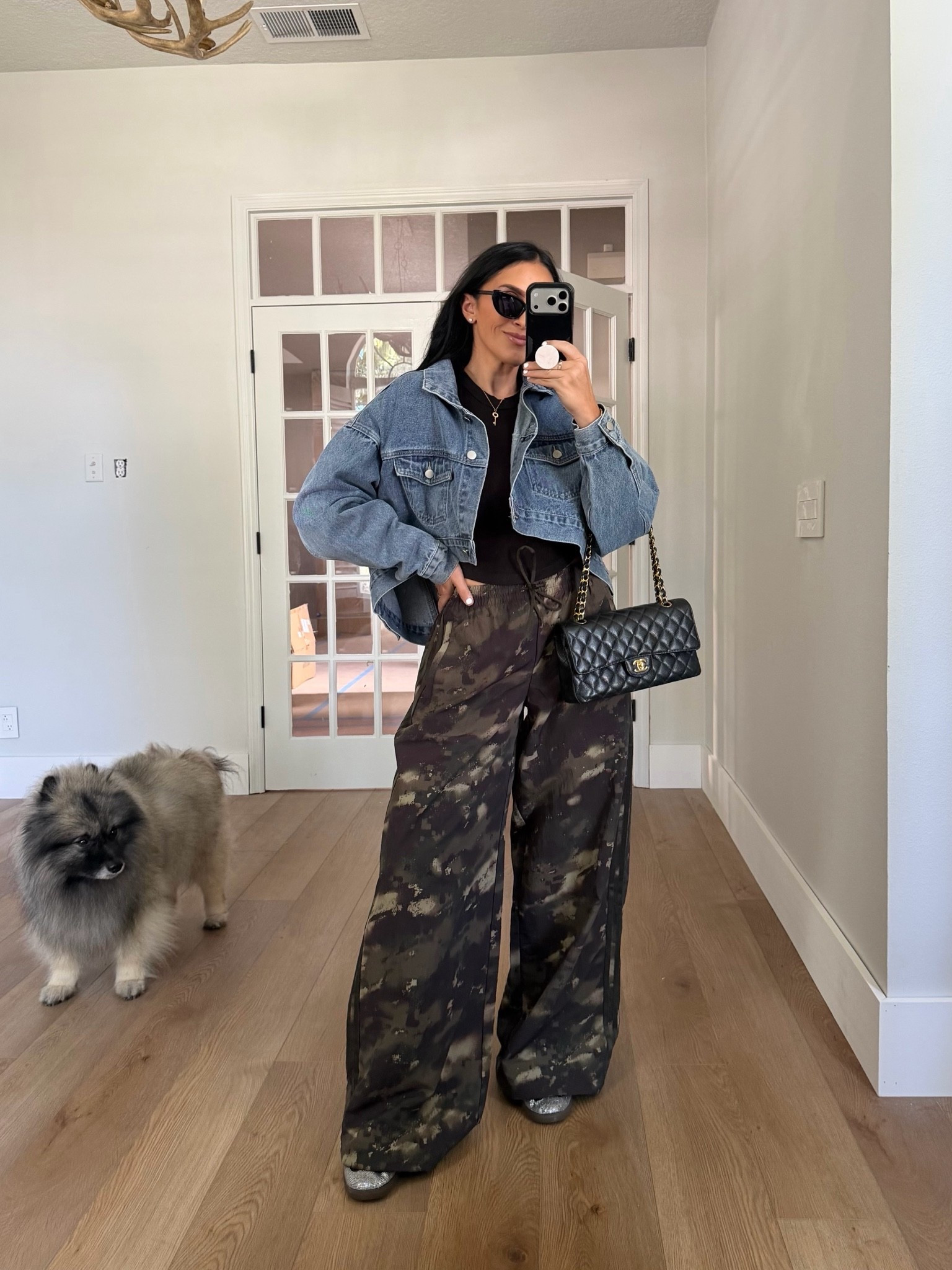 Daybreak Essential Crop Tank
Vitamin A® Adidas Camouflage adilenium track pants wearing size small. Jorise Cropped Denim Jacket