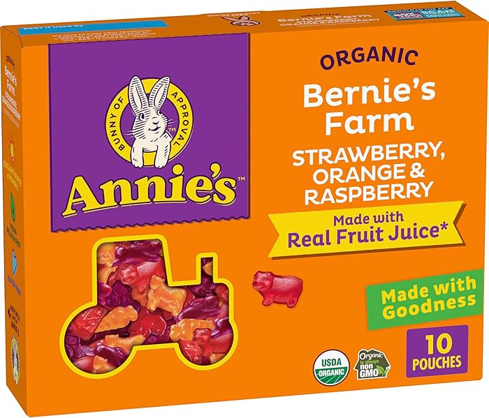 Annie's Organic Bernie's Farm Fruit Flavored Snacks, Gluten Free, 10 Pouches, 7 oz | Amazon (US)