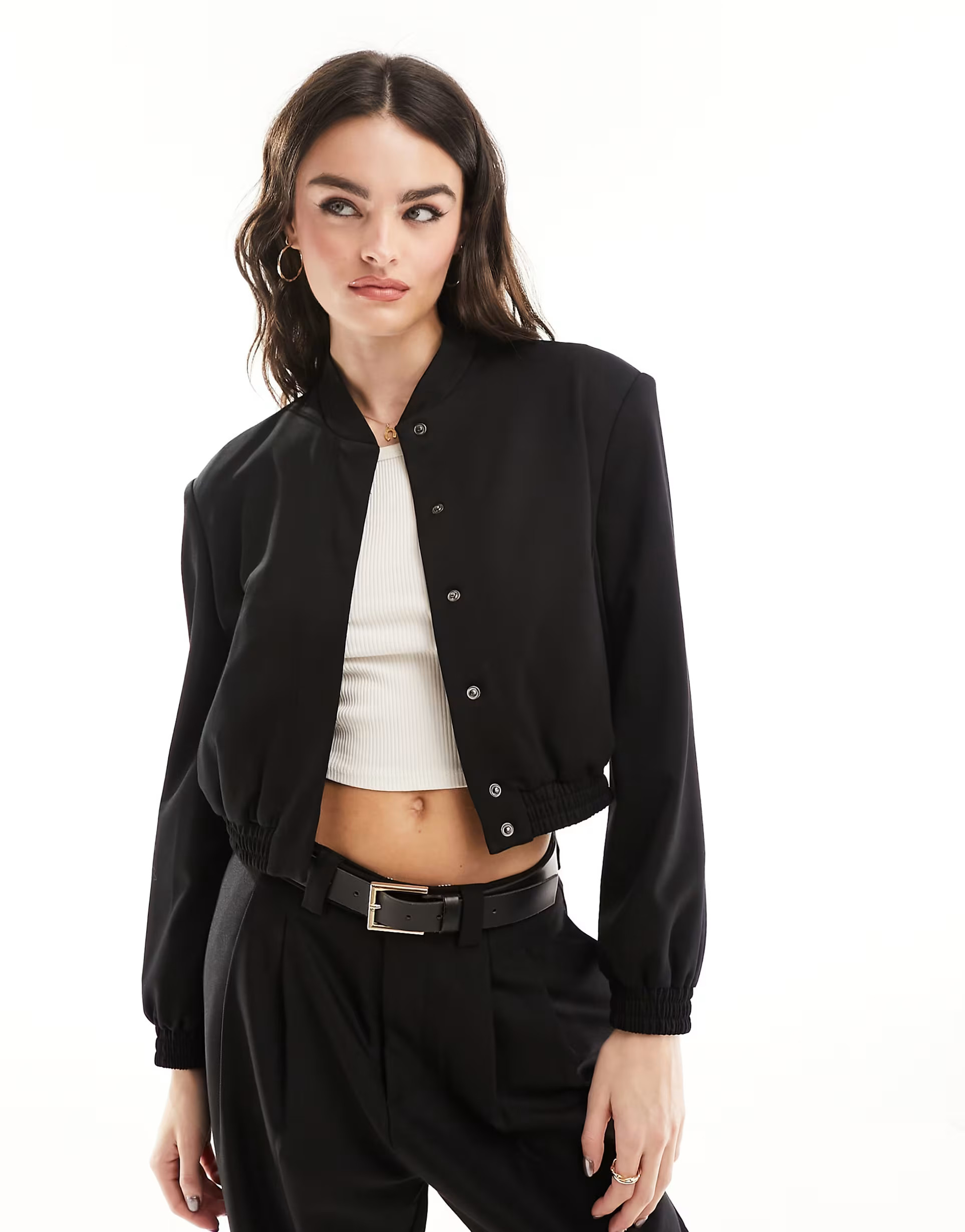 ASOS DESIGN tailored bomber jacket with strong shoulder in black | ASOS | ASOS (Global)